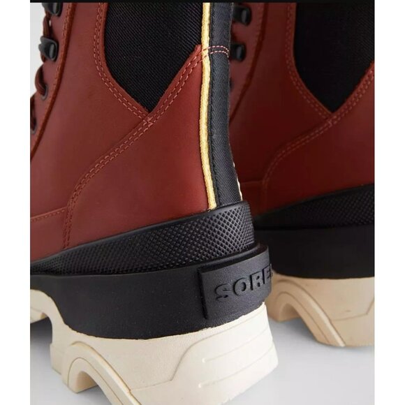 Sorel Brex Red Waterproof Leather Lace-Up Ankle Boots Womens Lug Sole Size 7.5 - Picture 9 of 11